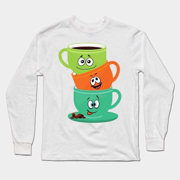 Big Face Coffee Owner Long Sleeve T-Shirt by JaunzemsR